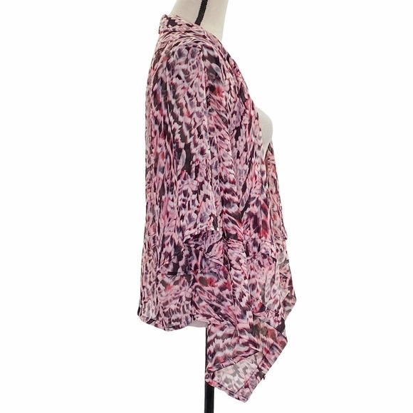 I.n Studio Sheer Pink Animal Print Drapey Open Front Cardigan Sweater - Picture 4 of 11